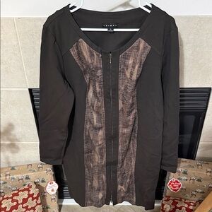 Tribal Black and Tan Long Sleeve Dress